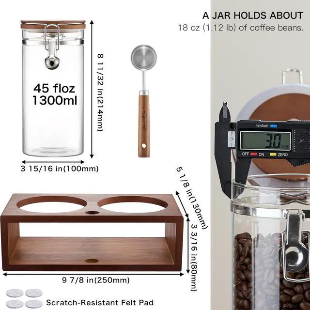 Alt view image 4 of 7 - Coffee Bean Storage 45 oz with Bamboo Shelf,Coffee Canister 2 Pack