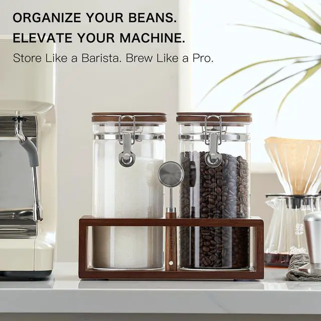 Alt view image 7 of 7 - Coffee Bean Storage 45 oz with Bamboo Shelf,Coffee Canister 2 Pack