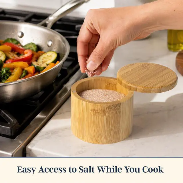 Alt view image 2 of 7 - Salt Cellar with Swivel Lid, Salt Container for Countertop