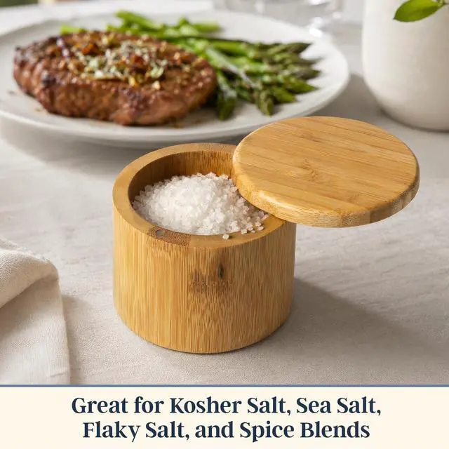 Alt view image 3 of 7 - Salt Cellar with Swivel Lid, Salt Container for Countertop