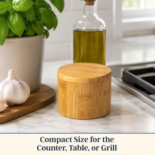 Alt view image 5 of 7 - Salt Cellar with Swivel Lid, Salt Container for Countertop