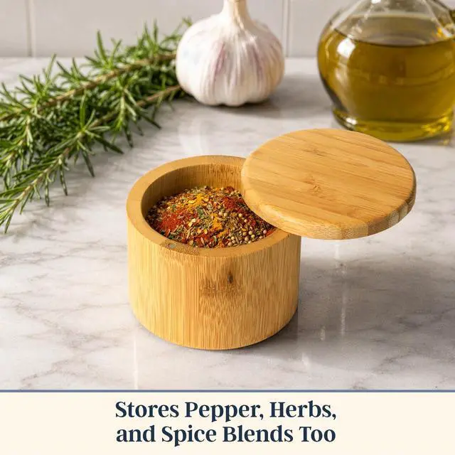 Alt view image 6 of 7 - Salt Cellar with Swivel Lid, Salt Container for Countertop