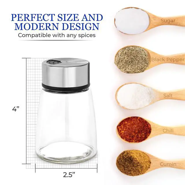 Alt view image 6 of 7 - Salt and Pepper Shakers Set with Adjustable Pour Holes - Stainless Steel Spice Dispenser - Perfect for Pink Himalayan, Table Salt, Black and White Pepper