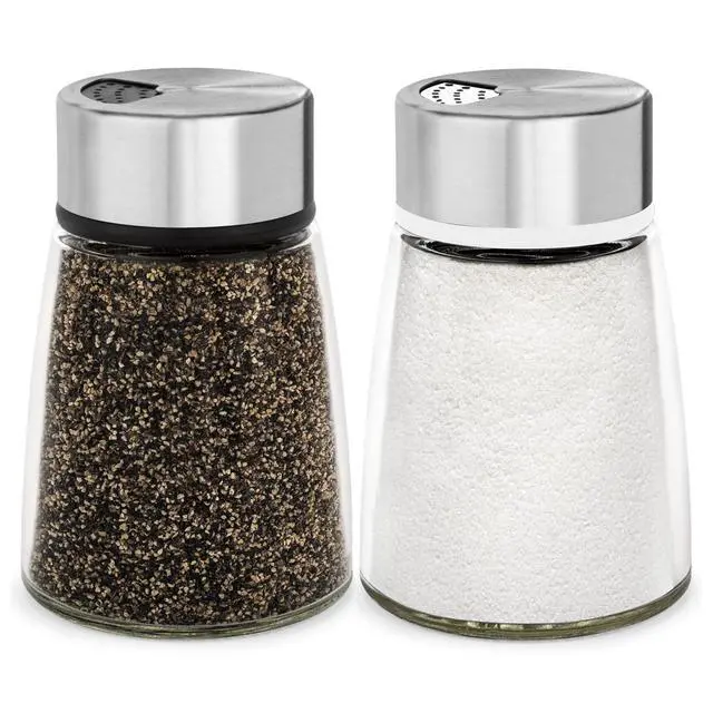 Alt view image 7 of 7 - Salt and Pepper Shakers Set with Adjustable Pour Holes - Stainless Steel Spice Dispenser - Perfect for Pink Himalayan, Table Salt, Black and White Pepper