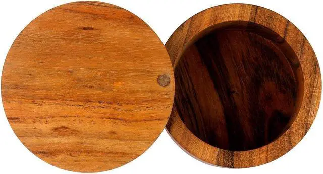 Alt view image 5 of 7 - Acacia Wood Salt or Spice Box with Swivel Cover perfect for keeping table salt, gourmet salts, herbs or favorite seasonings, close at hand on your countertop.
