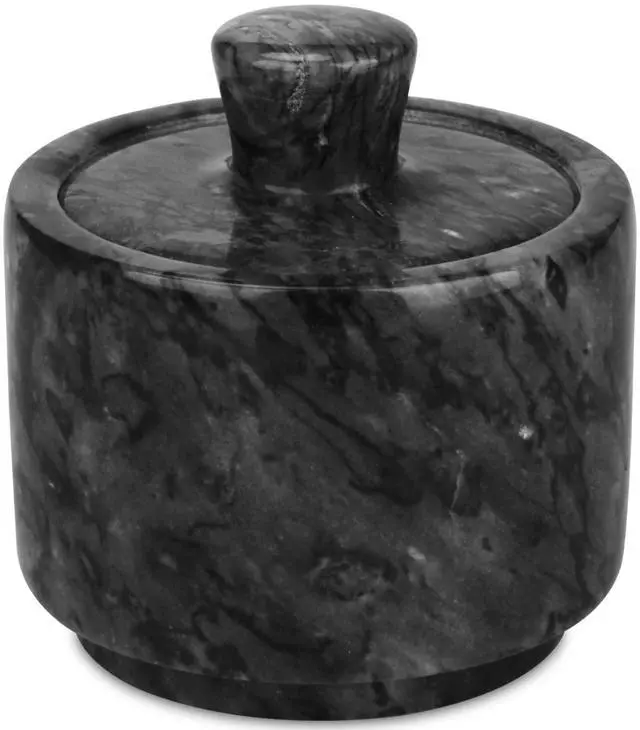Main image of Marble Salt Cellar with Lid, Salt and Pepper Bowls Box Container, Salt Jar with Lid for Kitchen and Bathroom(Black)