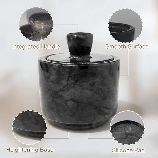 Alt view image 5 of 7 - Marble Salt Cellar with Lid, Salt and Pepper Bowls Box Container, Salt Jar with Lid for Kitchen and Bathroom(Black)