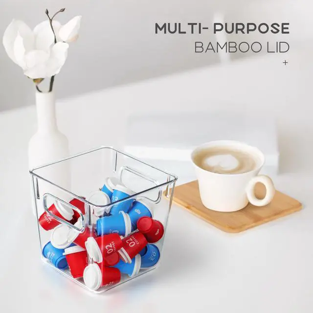 Alt view image 4 of 7 - 3 PACK Coffee Pod Holder K Cup Organizer Large Capacity Clear Storage Container Bins with Bamboo Lids for Coffee Bar Organization and Storage