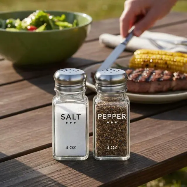 Alt view image 3 of 7 - Salt Shaker and Pepper Shaker Set of 2, Refillable Glass Spice Shakers with Holes and Lids, Stainless Steel Spice Dispenser, Modern Kitchen Decor Seasoning Containers for Dining Table (3oz)