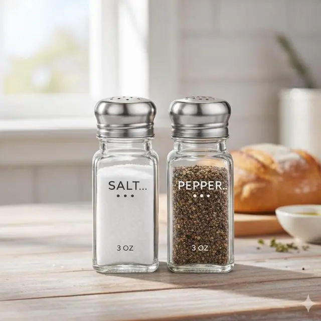 Alt view image 7 of 7 - Salt Shaker and Pepper Shaker Set of 2, Refillable Glass Spice Shakers with Holes and Lids, Stainless Steel Spice Dispenser, Modern Kitchen Decor Seasoning Containers for Dining Table (3oz)