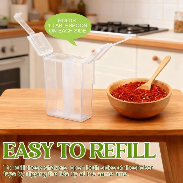 Alt view image 3 of 7 - 2 Pcs Mini Travel Salt and Pepper Shakers, Dishwasher Safe Portable and Refillable Spice Shaker with Lids for Outdoor Camping Cooking