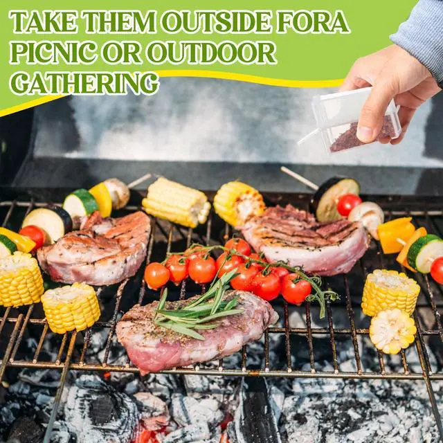 Alt view image 5 of 7 - 2 Pcs Mini Travel Salt and Pepper Shakers, Dishwasher Safe Portable and Refillable Spice Shaker with Lids for Outdoor Camping Cooking