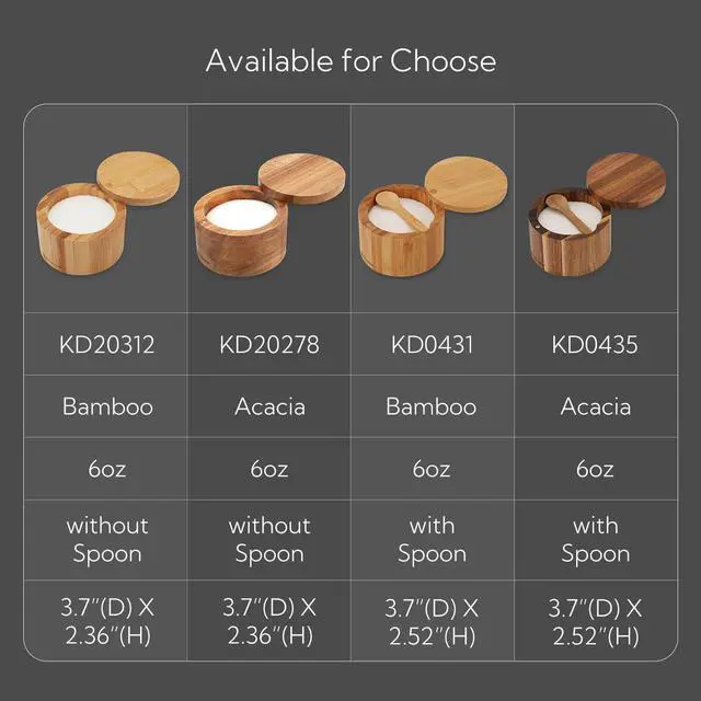 Alt view image 7 of 7 - Bamboo Salt Cellar Bowl BoxElegant Kitchen Container Holder with Swivel Magnetic Lid to Store Pepper Spice Bath or Favorite Seasonings, 6oz