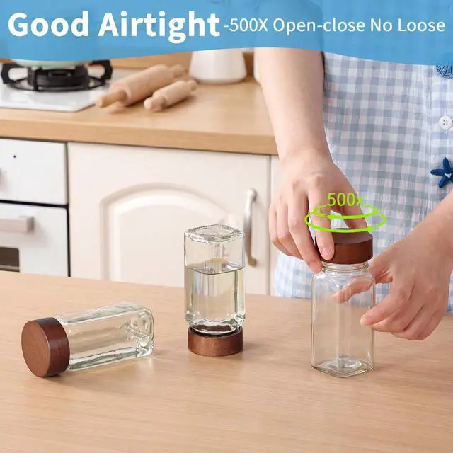 Alt view image 2 of 7 - Glass Spice Containers for Kitchen: 24P 4oz Dishwasher Safe Jars