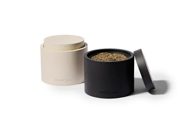 Alt view image 7 of 7 - Stone Salt Cellar - Stackable, Salt and Pepper Bowls for Countertop - Crafted Salt Cellar with Lid - Convenient Kitchen Storage Containers for Spices & Pepper