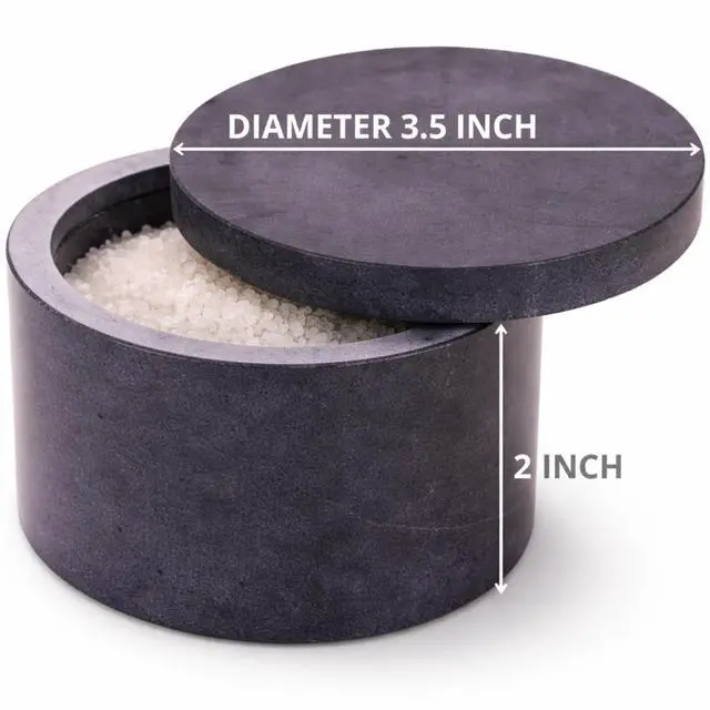 Alt view image 2 of 7 - Round Marble Salt Box With Lid, 3.5" x 2"