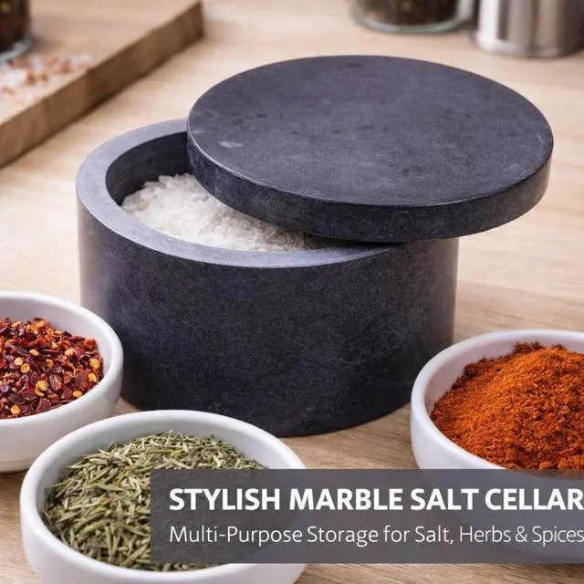 Alt view image 4 of 7 - Round Marble Salt Box With Lid, 3.5" x 2"