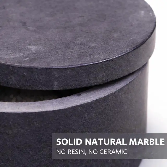 Alt view image 3 of 7 - Round Marble Salt Box With Lid, 3.5" x 2"