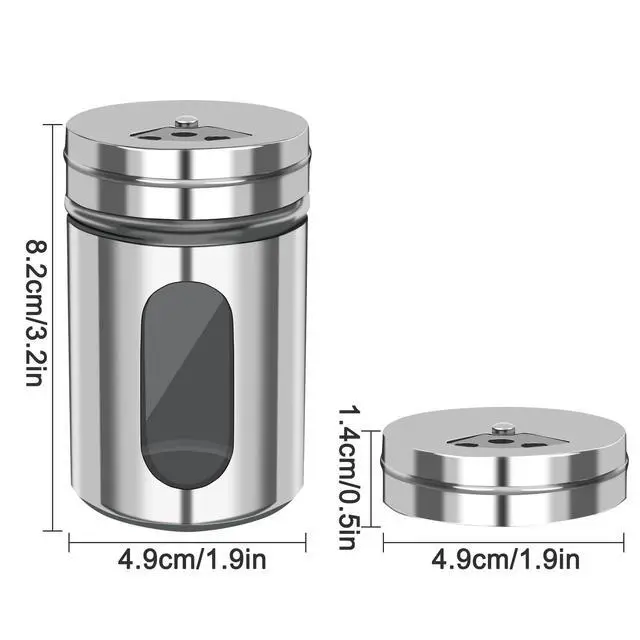 Alt view image 7 of 7 - Salt and Pepper Shakers, Stainless Steel and Glass, Adjustable, 2 Pack