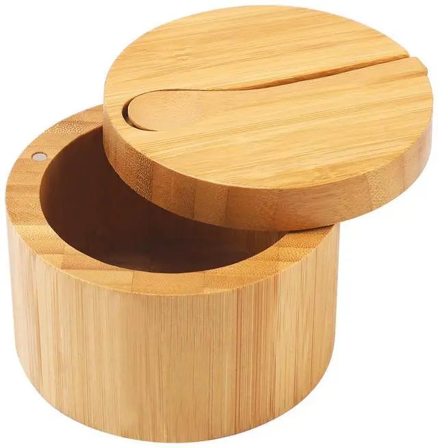 Main image of Bamboo Salt Cellar with Mini Spoon and Magnetic Swivel Lid