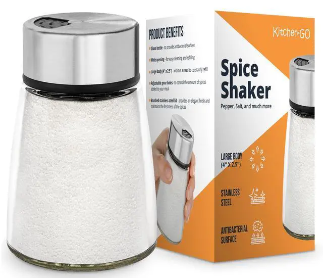 Alt view image 2 of 6 - Salt Shaker or Pepper Shaker with Adjustable Pour Holes - Stainless Steel Spice Dispenser - Perfect for Pink Himalayan, Table Salt, Black and White Pepper
