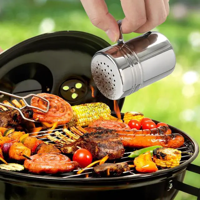 Alt view image 4 of 7 - 2pcs Stainless Steel Dredge, Salt Pepper Dredge Shakers with Handle, Seasonings Spice Shakers with Lid, 6 Ounce
