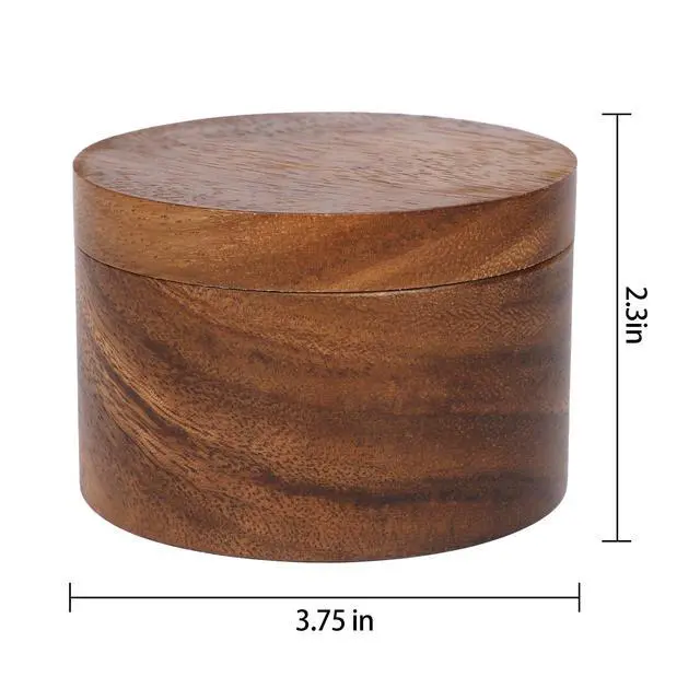 Alt view image 6 of 7 - Acacia Wood Salt Cellar Bowl Box, Elegant Salt Container with Swivel Magnetic Lid for Keeping Table Salt, Bath Salt, Sea Salt, Peppers, Herbs or seasonings, One piece Wood No Glue