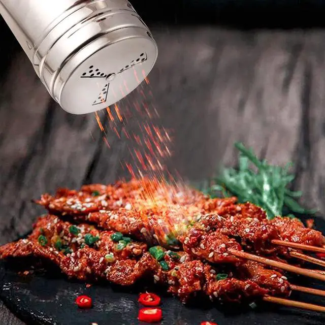 Alt view image 4 of 7 - 3Pcs Large Salt and Pepper Shakers with Handle, Kitchen Stainless Steel Salt Shaker Seasoning Bottle Container Dry Rub Spice Dispenser with Lid Holes for Salt/Pepper/Cinnamon/Powder