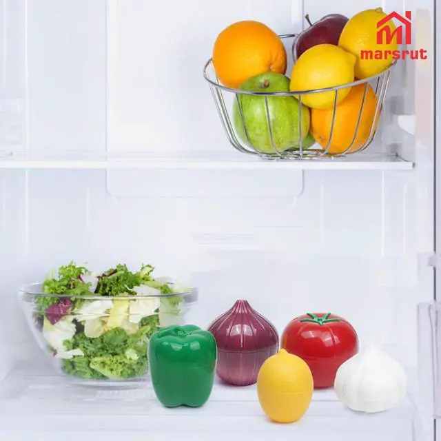 Alt view image 3 of 7 - 5 Pcs Vegetable Keeper for Refrigerator, Tomato Onion Storage Container, Garlic Pepper Lemon Fridge Saver Holder, Fruit Food Kitchen Box with Lid, Reusable Veggie Lime Fresh Organizer BPA Free
