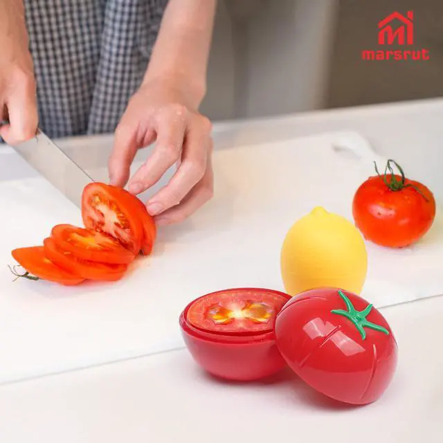 Alt view image 4 of 7 - 5 Pcs Vegetable Keeper for Refrigerator, Tomato Onion Storage Container, Garlic Pepper Lemon Fridge Saver Holder, Fruit Food Kitchen Box with Lid, Reusable Veggie Lime Fresh Organizer BPA Free