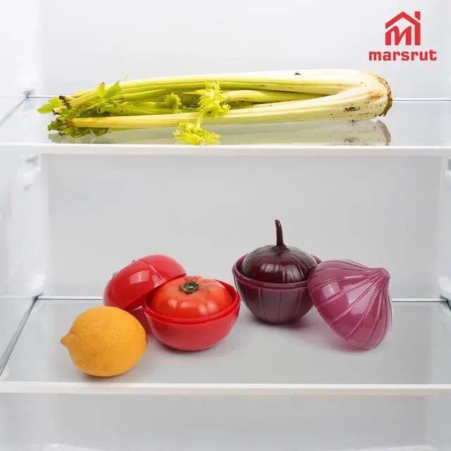 Alt view image 5 of 7 - 5 Pcs Vegetable Keeper for Refrigerator, Tomato Onion Storage Container, Garlic Pepper Lemon Fridge Saver Holder, Fruit Food Kitchen Box with Lid, Reusable Veggie Lime Fresh Organizer BPA Free