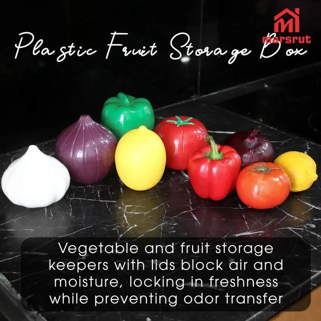 Alt view image 6 of 7 - 5 Pcs Vegetable Keeper for Refrigerator, Tomato Onion Storage Container, Garlic Pepper Lemon Fridge Saver Holder, Fruit Food Kitchen Box with Lid, Reusable Veggie Lime Fresh Organizer BPA Free