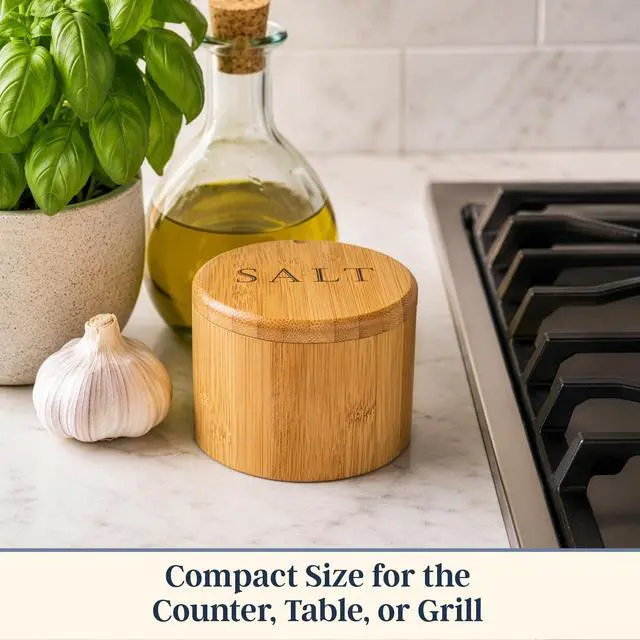 Alt view image 4 of 7 - Salt Cellar with Swivel Lid, Salt Container for Countertop
