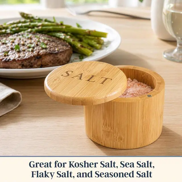 Alt view image 3 of 7 - Salt Cellar with Swivel Lid, Salt Container for Countertop