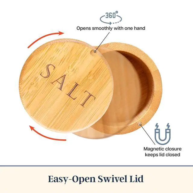 Alt view image 6 of 7 - Salt Cellar with Swivel Lid, Salt Container for Countertop