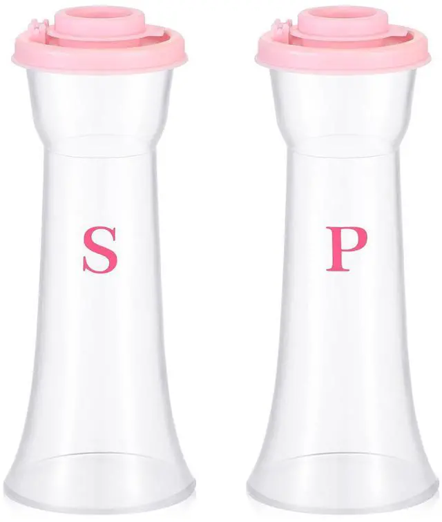 Main image of Set of 2 Plastic Salt and Pepper Shakers with Lids Large Salt Shaker Pepper Container Vintage Tall Hourglass Camping Picnic Outdoors Travel Spice Set for Home Picnic Kitchen(Classic,Pink)