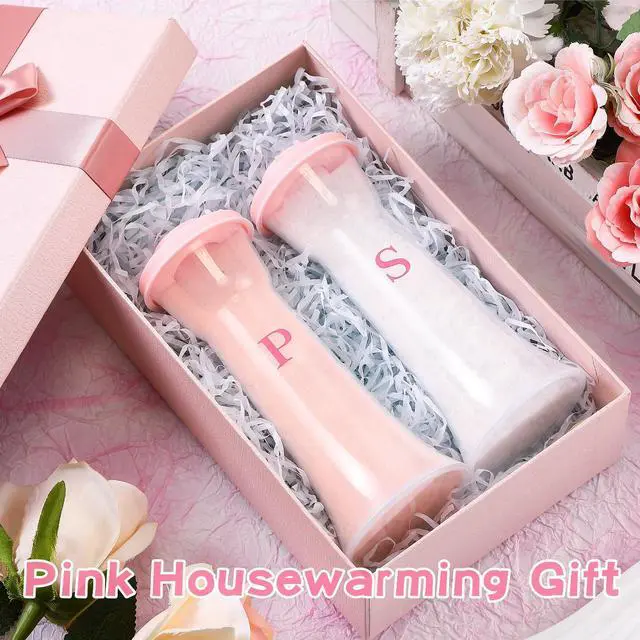 Alt view image 3 of 6 - Set of 2 Plastic Salt and Pepper Shakers with Lids Large Salt Shaker Pepper Container Vintage Tall Hourglass Camping Picnic Outdoors Travel Spice Set for Home Picnic Kitchen(Classic,Pink)