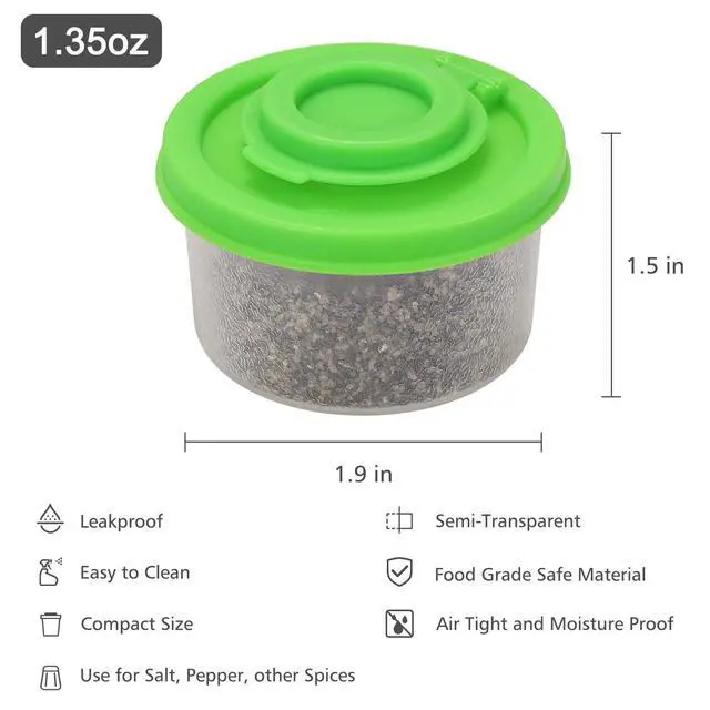Alt view image 3 of 7 - Salt and Pepper Shakers, Mini Salt Shaker to go Moisture Proof Salt Pepper Shakers Spice Container Dispenser for Camping Picnic Lunch Boxes Travel Kitchen