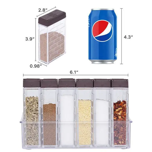 Alt view image 2 of 7 - Spice Containers with Shaker Lids, 6 Pack Gray