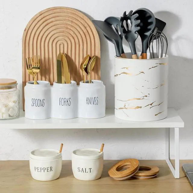 Alt view image 4 of 6 - 2 Pack Salt and Pepper Bowls Set, Ceramic Salt and Pepper Containers with Lid and Spoon, White Salt Pepper Holder Set, Salt Box Dish with Lid