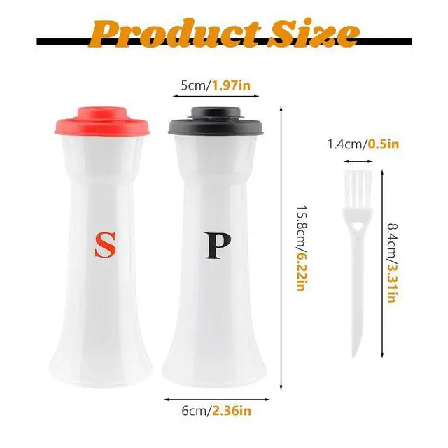 Alt view image 2 of 7 - Set of 2 Salt and Pepper Shakers with Lids, Large Hourglass Moistur-e Proof Salts Shaker Pepper Food Containers for Cooking Kitchen Baking Salt Candy, Red & Black(Black+Red)