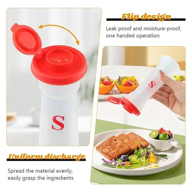Alt view image 5 of 7 - Set of 2 Salt and Pepper Shakers with Lids, Large Hourglass Moistur-e Proof Salts Shaker Pepper Food Containers for Cooking Kitchen Baking Salt Candy, Red & Black(Black+Red)