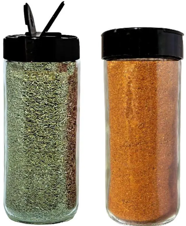 Main image of 16oz Glass Spice Shakers with Lids Set of 2 Large Seasoning Containers with Shaker Tops for Kitchen, Pantry & Herb Storage