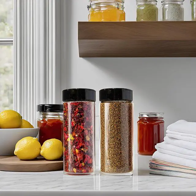Alt view image 2 of 7 - 16oz Glass Spice Shakers with Lids Set of 2 Large Seasoning Containers with Shaker Tops for Kitchen, Pantry & Herb Storage