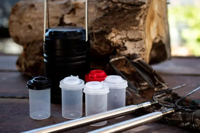 Alt view image 2 of 7 - Salt and Pepper Shakers Moisture Proof Set, Perfect to go Camping Picnic Outdoors Kitchen Lunch Boxes Travel Spice Set Clear with Black Lids Plastic Airtight Jar Dispenser 5 small
