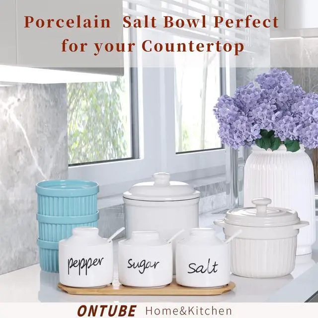 Alt view image 4 of 7 - Sugar Pepper and Salt Bowls with Lid and Spoon (White)