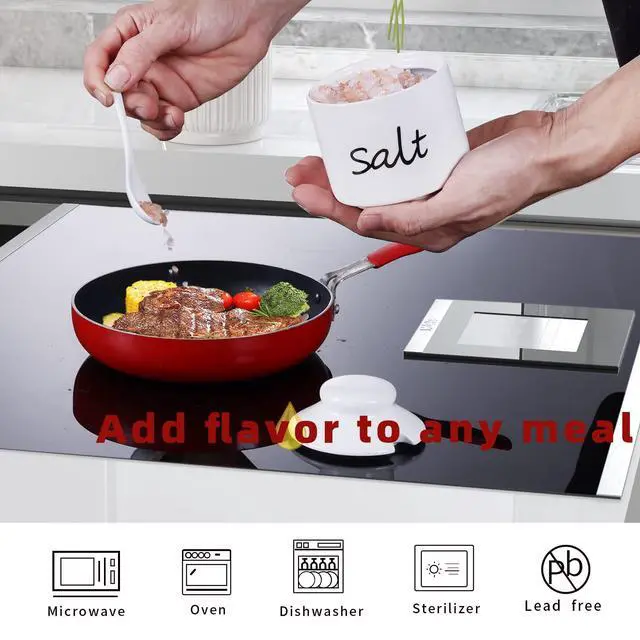 Alt view image 5 of 7 - Sugar Pepper and Salt Bowls with Lid and Spoon (White)