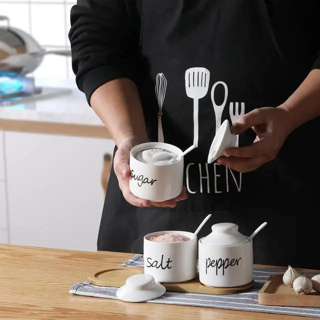 Alt view image 6 of 7 - Sugar Pepper and Salt Bowls with Lid and Spoon (White)