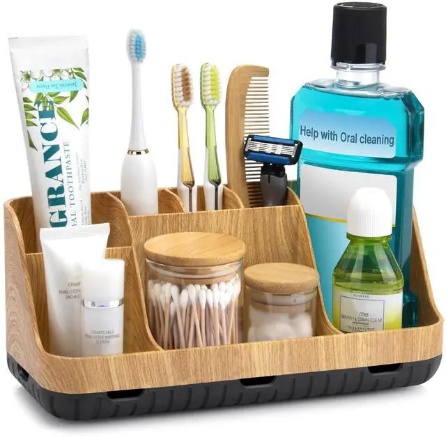 Main image of Bathroom Organizers and Storage - Detachable 7 Slots Kids Electric Toothbrush and Toothpaste Holde Drainage for Bathroom Accessories Organization Counter Vanity Storage