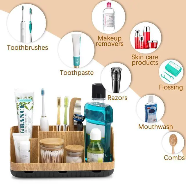 Alt view image 5 of 7 - Bathroom Organizers and Storage - Detachable 7 Slots Kids Electric Toothbrush and Toothpaste Holde Drainage for Bathroom Accessories Organization Counter Vanity Storage